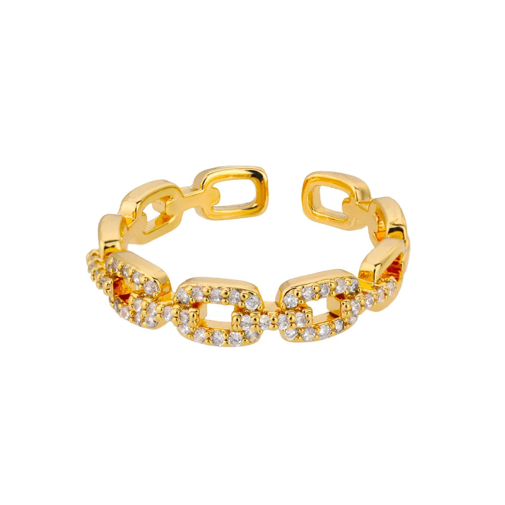 Premium Twisted Chain Ring with Zircon – Timeless Sophistication for Couples