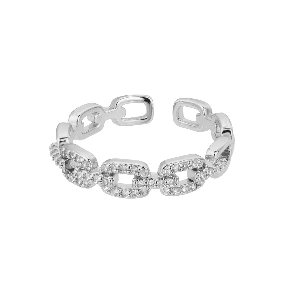 Premium Twisted Chain Ring with Zircon – Timeless Sophistication for Couples