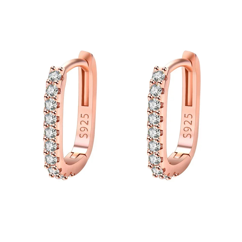 Premium 925 Sterling Silver Hoop Earrings – Refined Shine with Crystals, Modern and Versatile Style