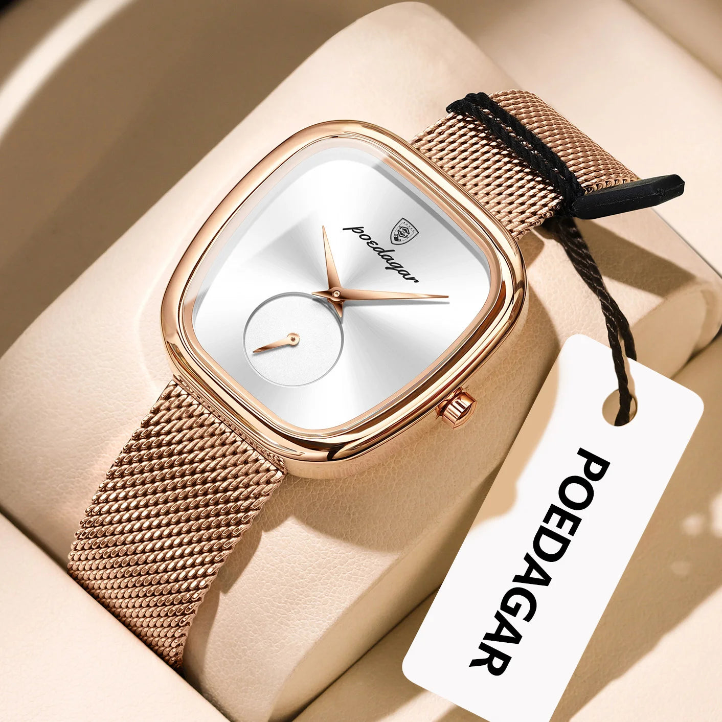 POEDAGAR Prestige – Elegant Ladies’ Stainless Steel Mesh Watch