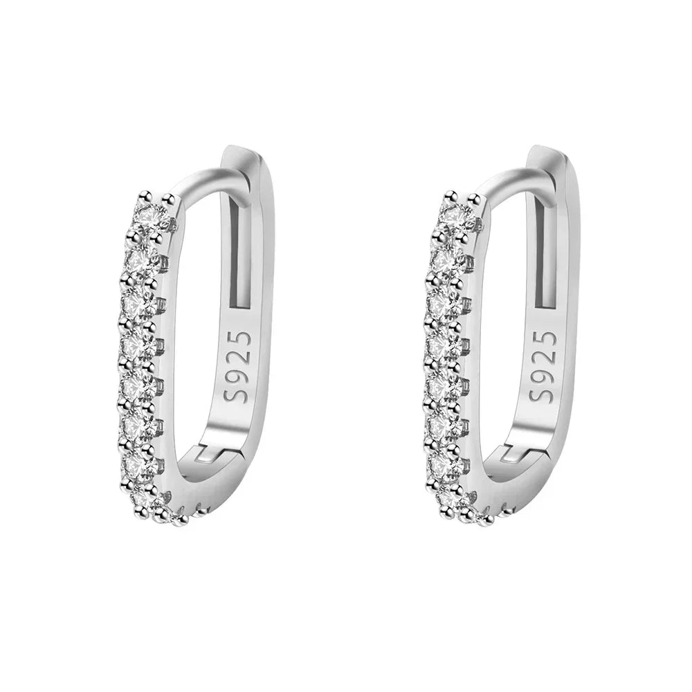 Premium 925 Sterling Silver Hoop Earrings – Refined Shine with Crystals, Modern and Versatile Style