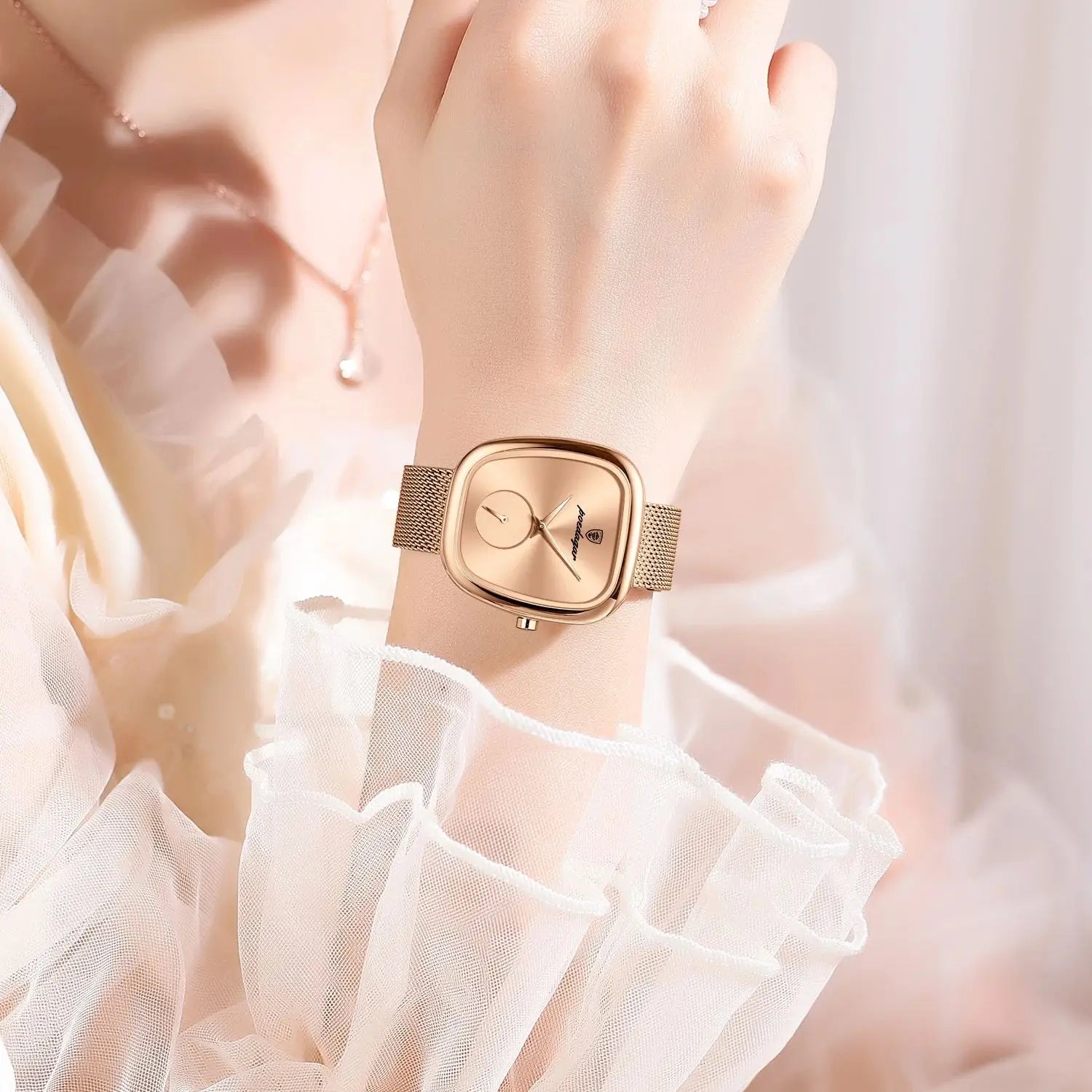 POEDAGAR Prestige – Elegant Ladies’ Stainless Steel Mesh Watch