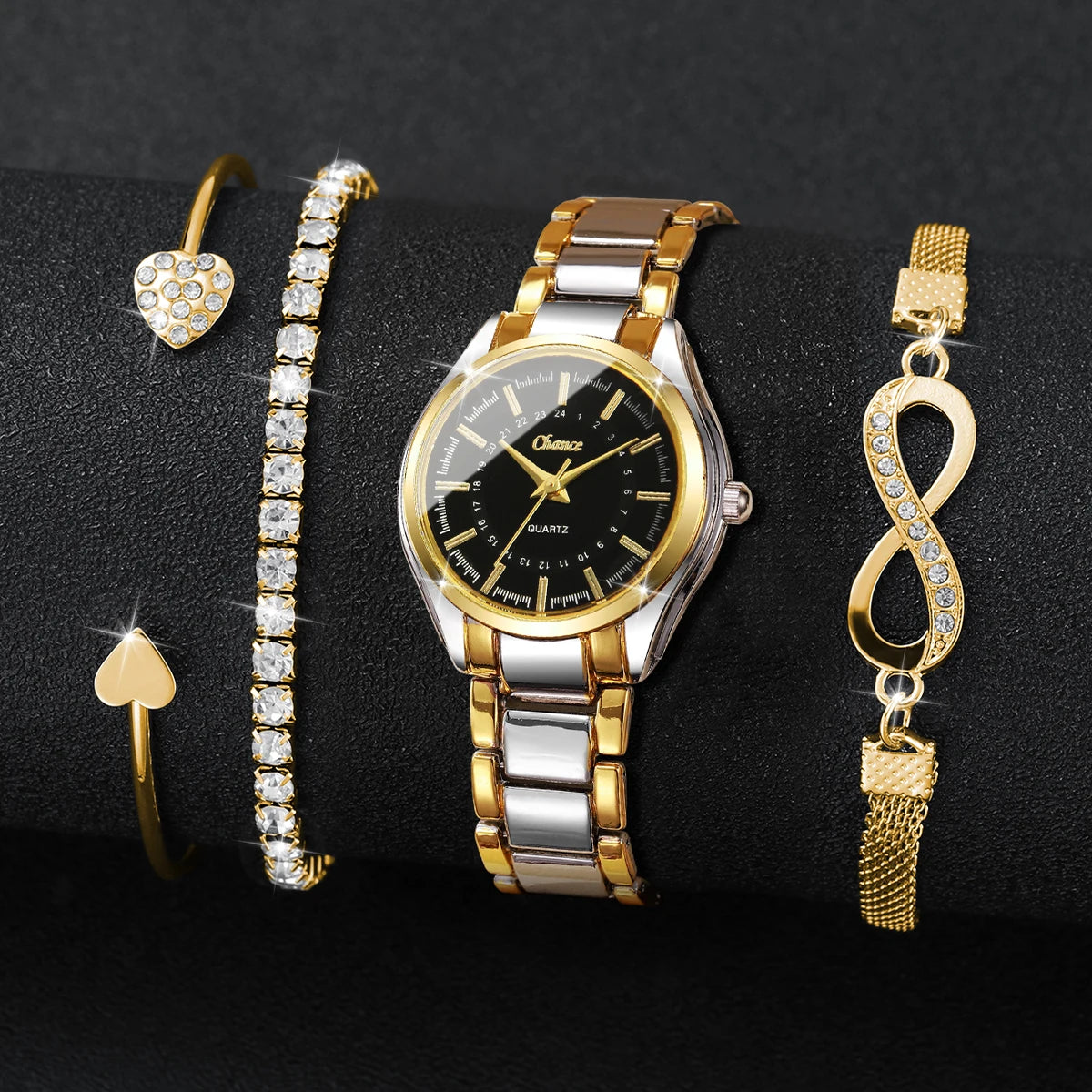 Royal Collection – 4-Piece Luxury Ladies’ Watch & Bracelet Set