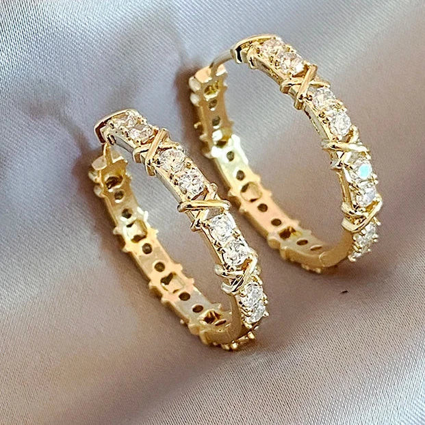 Premium Hoop Earrings – Simple and Refined Design with Cubic Zirconia Shine