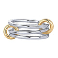 Premium Two-Tone Women’s Ring – Contemporary Four-Band Design in INS Style