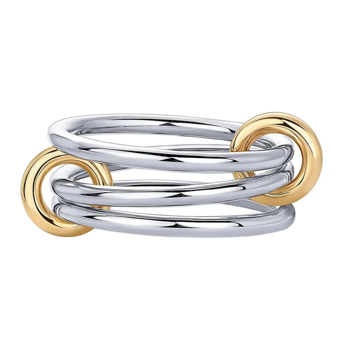 Premium Two-Tone Women’s Ring – Contemporary Four-Band Design in INS Style
