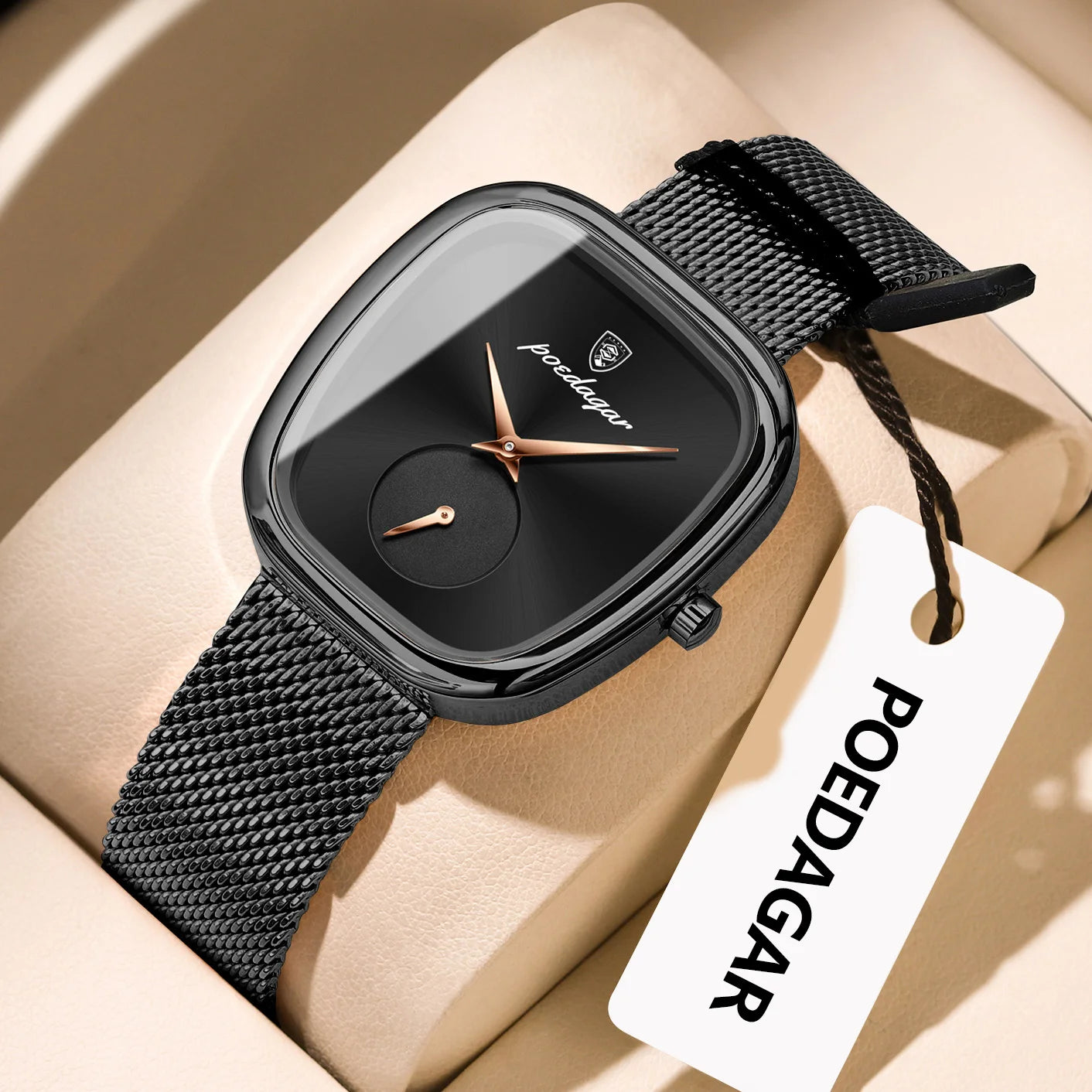 POEDAGAR Prestige – Elegant Ladies’ Stainless Steel Mesh Watch