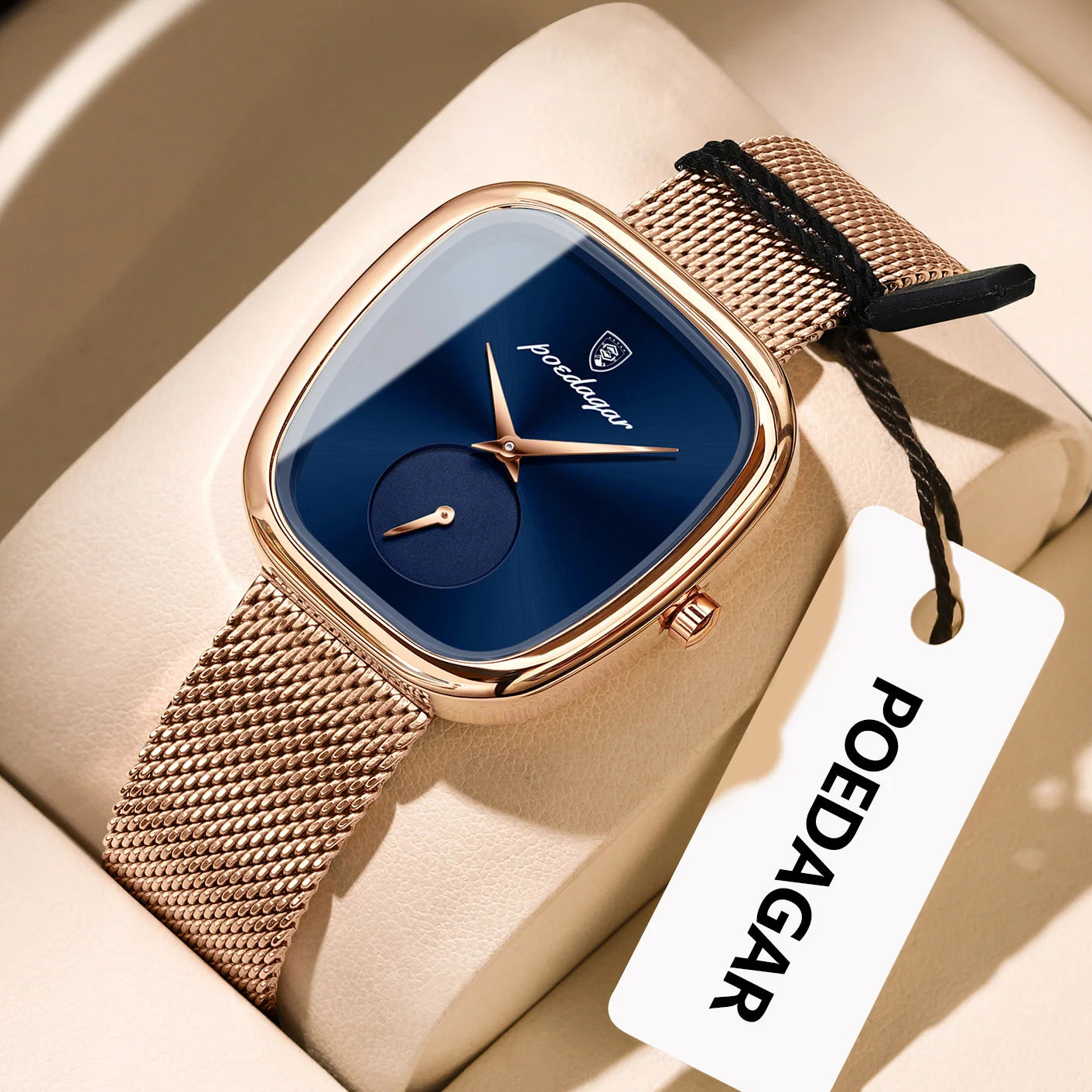 POEDAGAR Prestige – Elegant Ladies’ Stainless Steel Mesh Watch