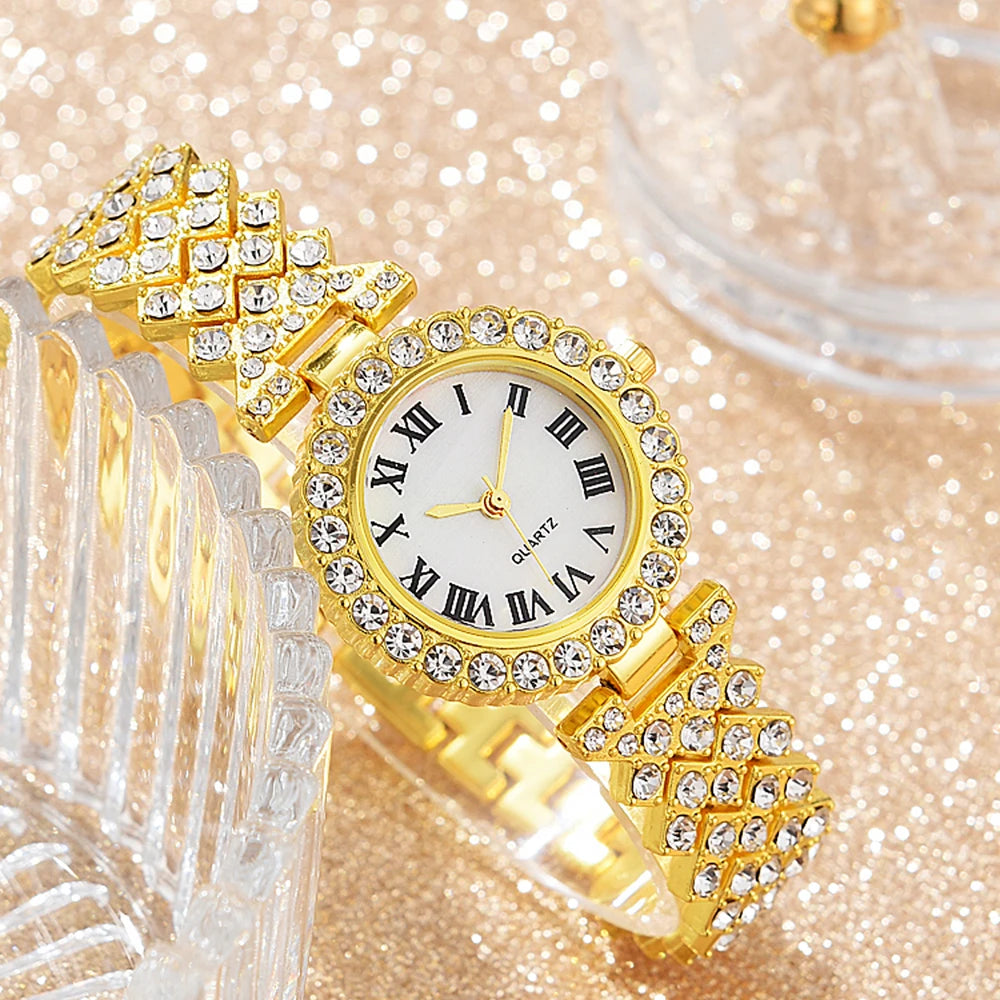 Golden Love – Conjunto Luxo Feminino com Relógio e Joias (6 Peças)