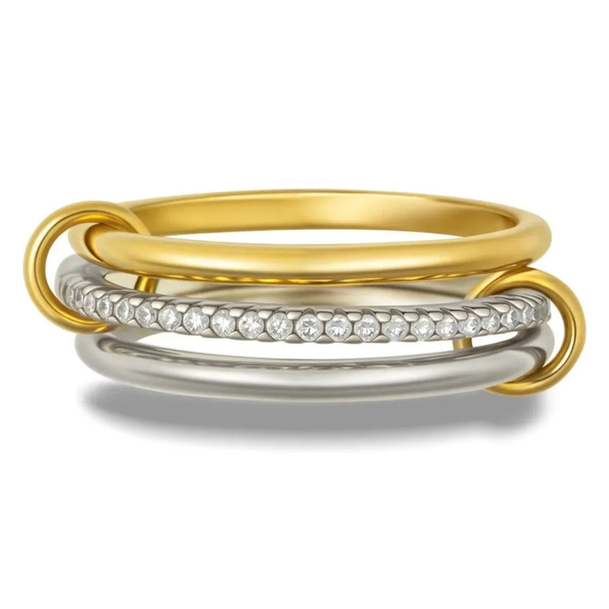 Premium Two-Tone Women’s Ring – Contemporary Four-Band Design in INS Style