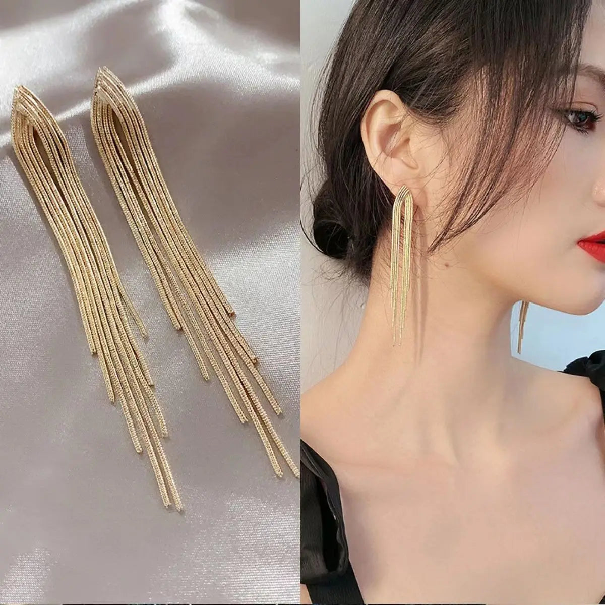Long Chain Tassel Earrings – Modern Luxury and Striking Elegance