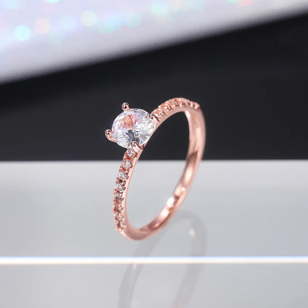 Classic 4-Prong Zirconia Engagement Ring – Delicate Elegance for Special Moments