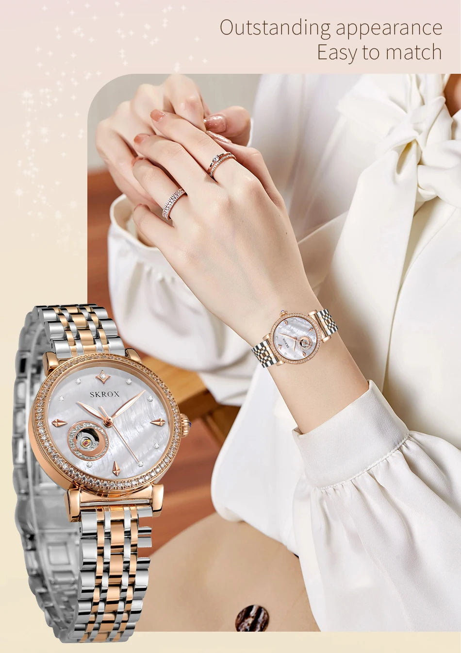 Rose Gold Prestige – Diamond Automatic Ladies’ Stainless Steel Watch