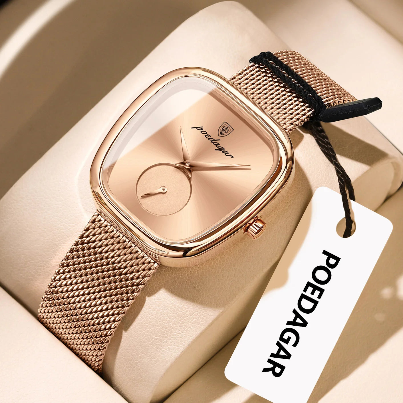 POEDAGAR Prestige – Elegant Ladies’ Stainless Steel Mesh Watch