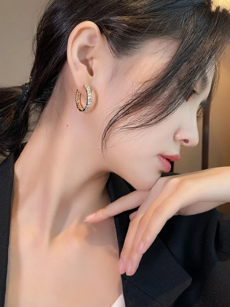 Premium Hoop Earrings – Simple and Refined Design with Cubic Zirconia Shine