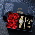 Golden Love – Conjunto Luxo Feminino com Relógio e Joias (6 Peças)