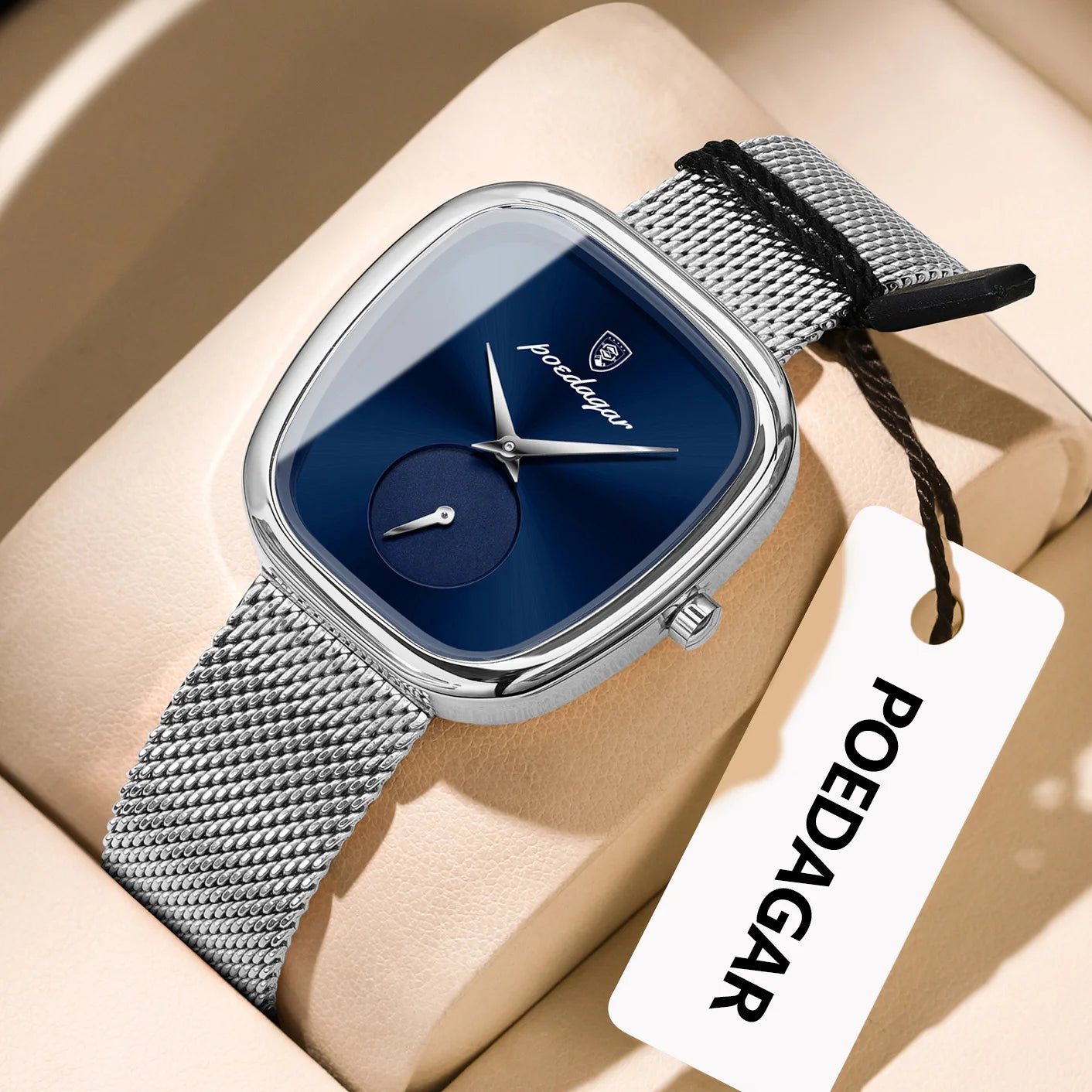 POEDAGAR Prestige – Elegant Ladies’ Stainless Steel Mesh Watch