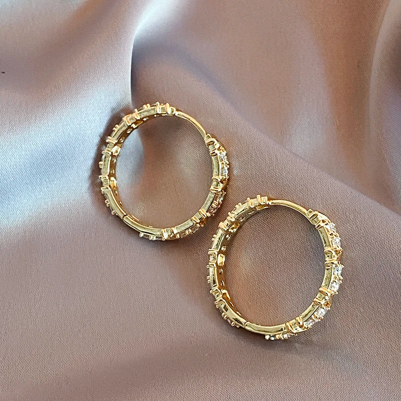 Premium Hoop Earrings – Simple and Refined Design with Cubic Zirconia Shine