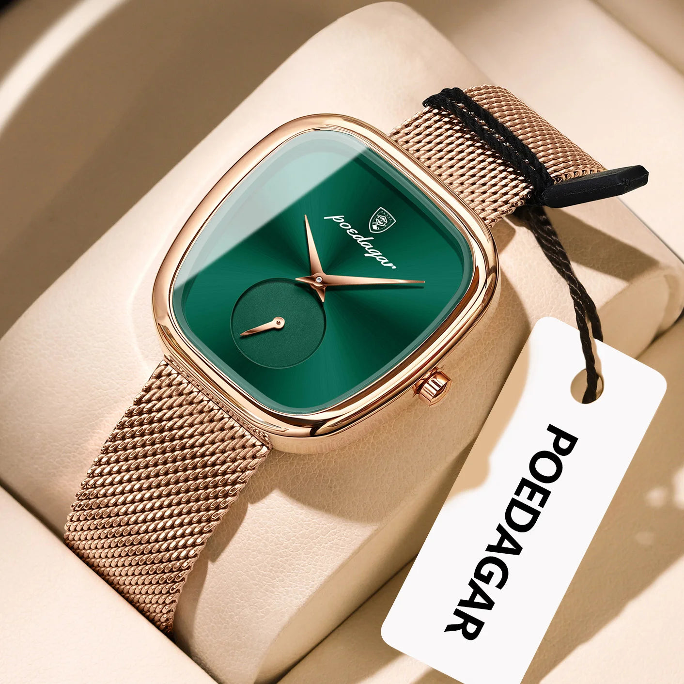 POEDAGAR Prestige – Elegant Ladies’ Stainless Steel Mesh Watch