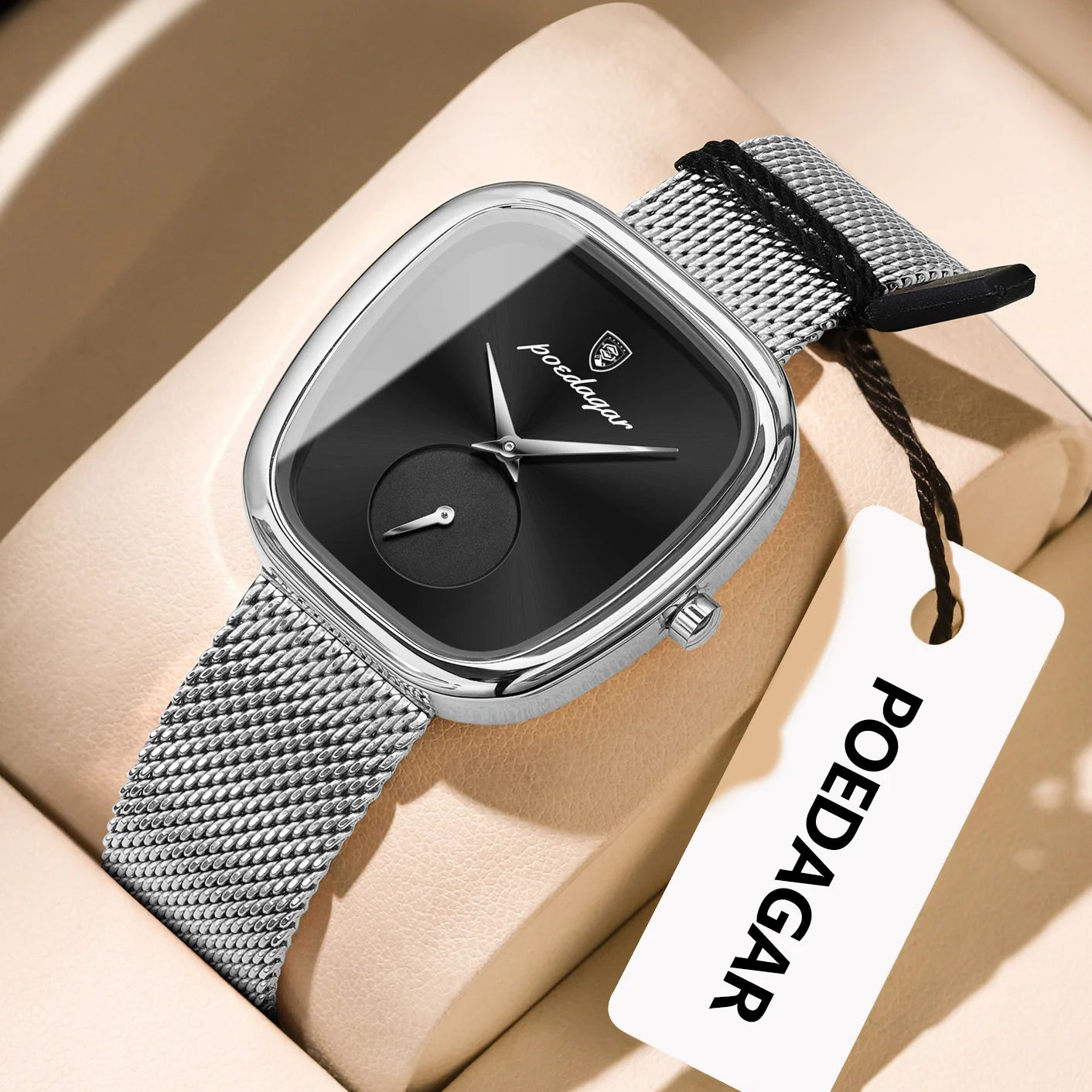 POEDAGAR Prestige – Elegant Ladies’ Stainless Steel Mesh Watch