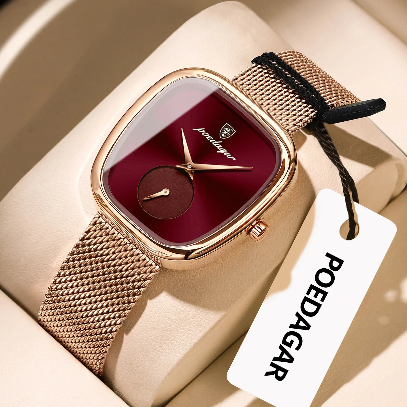 POEDAGAR Prestige – Elegant Ladies’ Stainless Steel Mesh Watch