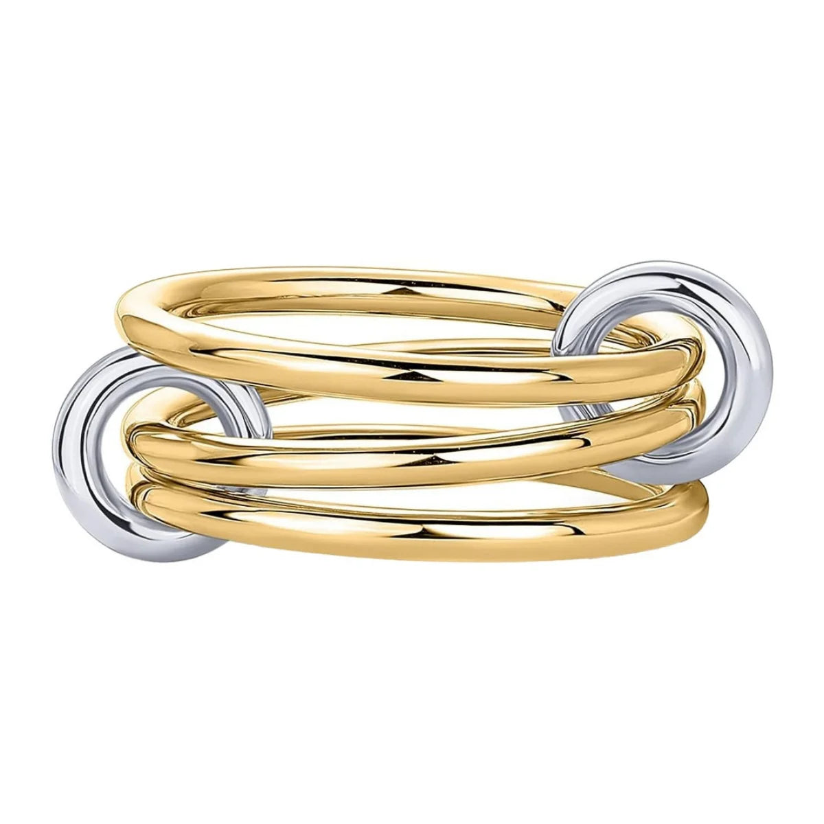 Premium Two-Tone Women’s Ring – Contemporary Four-Band Design in INS Style